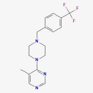 molecular formula C17H19F3N4 B12239460 5-Methyl-4-(4-{[4-(trifluoromethyl)phenyl]methyl}piperazin-1-yl)pyrimidine 