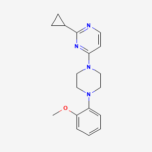 molecular formula C18H22N4O B12239501 2-Cyclopropyl-4-[4-(2-methoxyphenyl)piperazin-1-yl]pyrimidine 