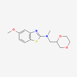 molecular formula C14H18N2O3S B12239505 N-[(1,4-dioxan-2-yl)methyl]-5-methoxy-N-methyl-1,3-benzothiazol-2-amine 