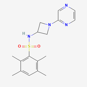 molecular formula C17H22N4O2S B12239555 2,3,5,6-tetramethyl-N-[1-(pyrazin-2-yl)azetidin-3-yl]benzene-1-sulfonamide 