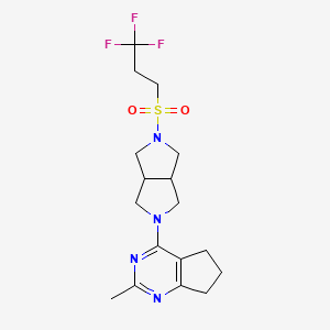 molecular formula C17H23F3N4O2S B12239560 2-{2-methyl-5H,6H,7H-cyclopenta[d]pyrimidin-4-yl}-5-(3,3,3-trifluoropropanesulfonyl)-octahydropyrrolo[3,4-c]pyrrole 