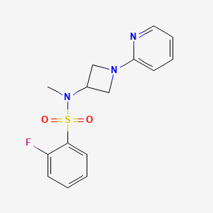 molecular formula C15H16FN3O2S B12239597 2-fluoro-N-methyl-N-[1-(pyridin-2-yl)azetidin-3-yl]benzene-1-sulfonamide 