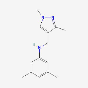 molecular formula C14H19N3 B12239673 N-[(1,3-Dimethyl-1H-pyrazol-4-YL)methyl]-3,5-dimethylaniline 