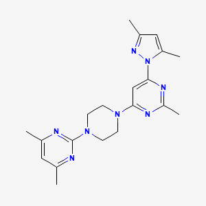 molecular formula C20H26N8 B12239674 4-(3,5-dimethyl-1H-pyrazol-1-yl)-6-[4-(4,6-dimethylpyrimidin-2-yl)piperazin-1-yl]-2-methylpyrimidine 