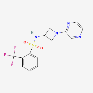 molecular formula C14H13F3N4O2S B12239678 N-[1-(pyrazin-2-yl)azetidin-3-yl]-2-(trifluoromethyl)benzene-1-sulfonamide 