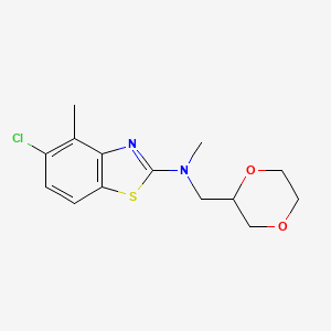 molecular formula C14H17ClN2O2S B12239682 5-chloro-N-[(1,4-dioxan-2-yl)methyl]-N,4-dimethyl-1,3-benzothiazol-2-amine 