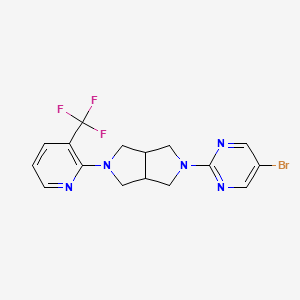 molecular formula C16H15BrF3N5 B12239702 5-Bromo-2-{5-[3-(trifluoromethyl)pyridin-2-yl]-octahydropyrrolo[3,4-c]pyrrol-2-yl}pyrimidine 