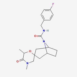 N-[(4-fluorophenyl)methyl]-4',6'-dimethyl-5'-oxo-8-azaspiro[bicyclo[3.2.1]octane-3,2'-morpholine]-8-carboxamide