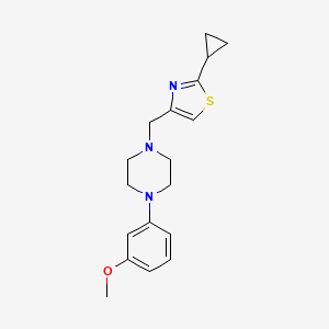 molecular formula C18H23N3OS B12239741 1-[(2-Cyclopropyl-1,3-thiazol-4-yl)methyl]-4-(3-methoxyphenyl)piperazine 