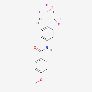 molecular formula C17H13F6NO3 B1223979 N-[4-(1,1,1,3,3,3-hexafluoro-2-hydroxypropan-2-yl)phenyl]-4-methoxybenzamide 