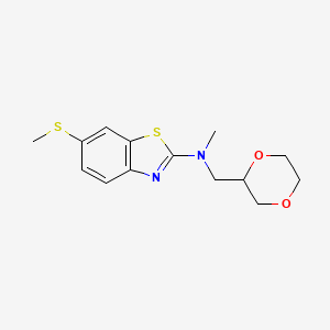 molecular formula C14H18N2O2S2 B12239822 N-[(1,4-dioxan-2-yl)methyl]-N-methyl-6-(methylsulfanyl)-1,3-benzothiazol-2-amine 