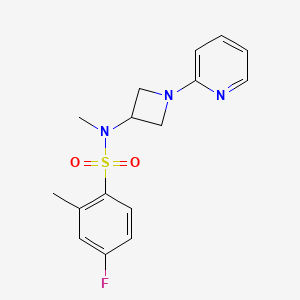 molecular formula C16H18FN3O2S B12239871 4-fluoro-N,2-dimethyl-N-[1-(pyridin-2-yl)azetidin-3-yl]benzene-1-sulfonamide 