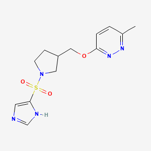 molecular formula C13H17N5O3S B12239937 3-{[1-(1H-imidazole-4-sulfonyl)pyrrolidin-3-yl]methoxy}-6-methylpyridazine 