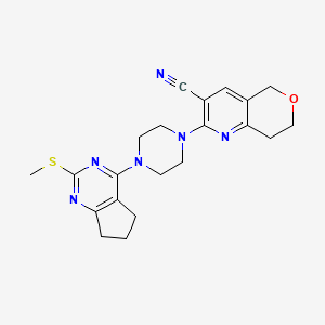 2-{4-[2-(methylsulfanyl)-5H,6H,7H-cyclopenta[d]pyrimidin-4-yl]piperazin-1-yl}-5H,7H,8H-pyrano[4,3-b]pyridine-3-carbonitrile