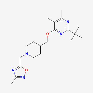 molecular formula C20H31N5O2 B12239982 2-Tert-butyl-4,5-dimethyl-6-({1-[(3-methyl-1,2,4-oxadiazol-5-yl)methyl]piperidin-4-yl}methoxy)pyrimidine 