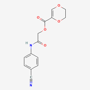 molecular formula C14H12N2O5 B1223999 2,3-二氢-1,4-二噁喃-5-羧酸 [2-(4-氰基苯胺基)-2-氧代乙基] 酯 