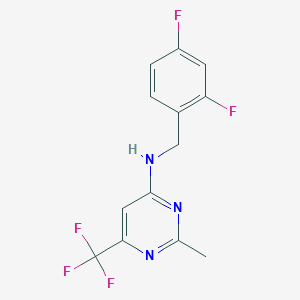 molecular formula C13H10F5N3 B12240036 N-[(2,4-difluorophenyl)methyl]-2-methyl-6-(trifluoromethyl)pyrimidin-4-amine 