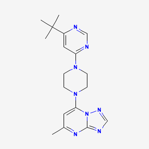 molecular formula C18H24N8 B12240042 4-Tert-butyl-6-(4-{5-methyl-[1,2,4]triazolo[1,5-a]pyrimidin-7-yl}piperazin-1-yl)pyrimidine 