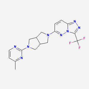 molecular formula C17H17F3N8 B12240045 4-Methyl-2-{5-[3-(trifluoromethyl)-[1,2,4]triazolo[4,3-b]pyridazin-6-yl]-octahydropyrrolo[3,4-c]pyrrol-2-yl}pyrimidine 