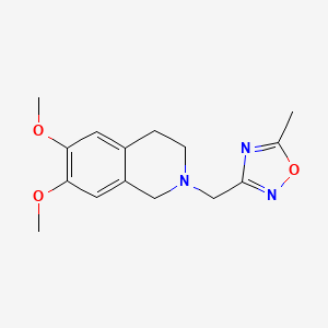 molecular formula C15H19N3O3 B12240046 6,7-Dimethoxy-2-[(5-methyl-1,2,4-oxadiazol-3-yl)methyl]-1,2,3,4-tetrahydroisoquinoline 