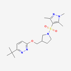 3-tert-butyl-6-({1-[(1,3,5-trimethyl-1H-pyrazol-4-yl)sulfonyl]pyrrolidin-3-yl}methoxy)pyridazine