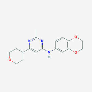 molecular formula C18H21N3O3 B12240141 N-(2,3-dihydro-1,4-benzodioxin-6-yl)-2-methyl-6-(oxan-4-yl)pyrimidin-4-amine 