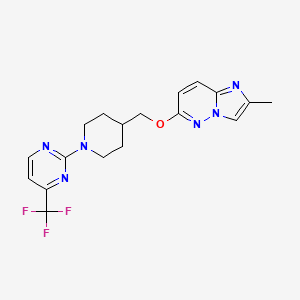 molecular formula C18H19F3N6O B12240164 2-{4-[({2-Methylimidazo[1,2-b]pyridazin-6-yl}oxy)methyl]piperidin-1-yl}-4-(trifluoromethyl)pyrimidine 