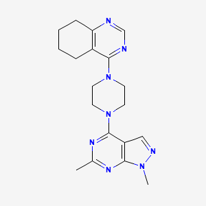 molecular formula C19H24N8 B12240278 4-(4-{1,6-dimethyl-1H-pyrazolo[3,4-d]pyrimidin-4-yl}piperazin-1-yl)-5,6,7,8-tetrahydroquinazoline 