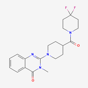 molecular formula C20H24F2N4O2 B12240297 2-[4-(4,4-Difluoropiperidine-1-carbonyl)piperidin-1-yl]-3-methyl-3,4-dihydroquinazolin-4-one 