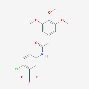 molecular formula C18H17ClF3NO4 B1224034 N-[4-chloro-3-(trifluoromethyl)phenyl]-2-(3,4,5-trimethoxyphenyl)acetamide 