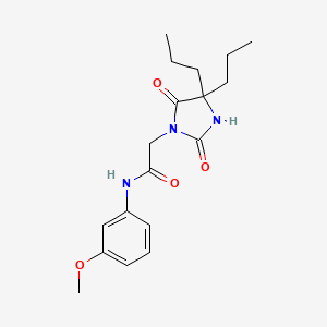 molecular formula C18H25N3O4 B1224035 2-(2,5-dioxo-4,4-dipropyl-1-imidazolidinyl)-N-(3-methoxyphenyl)acetamide 