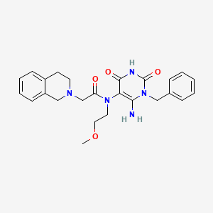 molecular formula C25H29N5O4 B1224043 N-[6-氨基-2,4-二氧代-1-(苯甲基)-5-嘧啶基]-2-(3,4-二氢-1H-异喹啉-2-基)-N-(2-甲氧基乙基)乙酰胺 