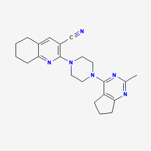 molecular formula C22H26N6 B12240525 2-(4-{2-methyl-5H,6H,7H-cyclopenta[d]pyrimidin-4-yl}piperazin-1-yl)-5,6,7,8-tetrahydroquinoline-3-carbonitrile 