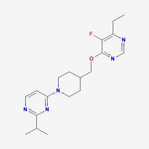 4-(4-{[(6-Ethyl-5-fluoropyrimidin-4-yl)oxy]methyl}piperidin-1-yl)-2-(propan-2-yl)pyrimidine