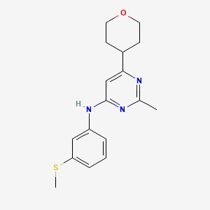 2-methyl-N-[3-(methylsulfanyl)phenyl]-6-(oxan-4-yl)pyrimidin-4-amine