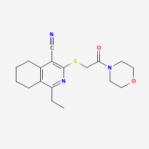 molecular formula C18H23N3O2S B12240559 1-Ethyl-3-{[2-(morpholin-4-yl)-2-oxoethyl]sulfanyl}-5,6,7,8-tetrahydroisoquinoline-4-carbonitrile 