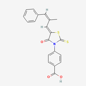 molecular formula C20H15NO3S2 B1224059 4-[(5Z)-5-[(Z)-2-甲基-3-苯基丙-2-烯基]-4-氧代-2-硫代亚甲基-1,3-噻唑烷-3-基]苯甲酸 