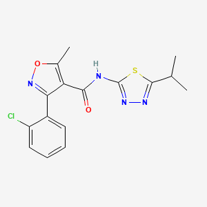 molecular formula C16H15ClN4O2S B1224061 3-(2-chlorophenyl)-5-methyl-N-(5-propan-2-yl-1,3,4-thiadiazol-2-yl)-4-isoxazolecarboxamide 