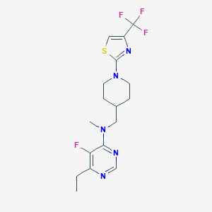 molecular formula C17H21F4N5S B12240615 6-ethyl-5-fluoro-N-methyl-N-({1-[4-(trifluoromethyl)-1,3-thiazol-2-yl]piperidin-4-yl}methyl)pyrimidin-4-amine 