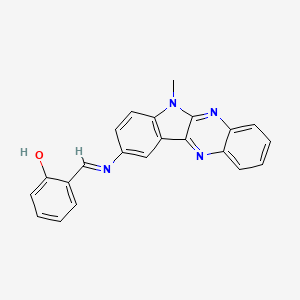 molecular formula C22H16N4O B1224064 6-[[(6-甲基-9-吲哚[3,2-b]喹喔啉基)氨基]亚甲基]-1-环己xa-2,4-二烯酮 