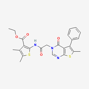 molecular formula C24H23N3O4S2 B1224068 4,5-二甲基-2-[[2-(6-甲基-4-氧代-5-苯基-3-噻吩并[2,3-d]嘧啶基)-1-氧代乙基]氨基]-3-噻吩甲酸乙酯 