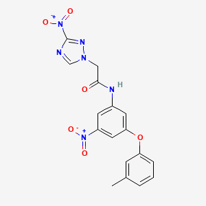 molecular formula C17H14N6O6 B1224070 N-[3-(3-methylphenoxy)-5-nitrophenyl]-2-(3-nitro-1,2,4-triazol-1-yl)acetamide 