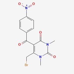 molecular formula C14H12BrN3O5 B1224072 6-(Bromomethyl)-1,3-dimethyl-5-[(4-nitrophenyl)-oxomethyl]pyrimidine-2,4-dione 