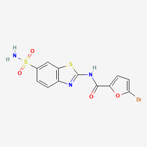molecular formula C12H8BrN3O4S2 B1224073 5-bromo-N-(6-sulfamoyl-1,3-benzothiazol-2-yl)-2-furancarboxamide 