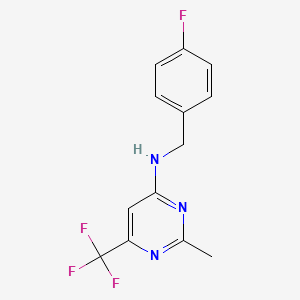 molecular formula C13H11F4N3 B12240739 N-[(4-fluorophenyl)methyl]-2-methyl-6-(trifluoromethyl)pyrimidin-4-amine 