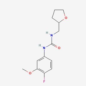 molecular formula C13H17FN2O3 B12240758 1-(4-Fluoro-3-methoxyphenyl)-3-[(oxolan-2-yl)methyl]urea 