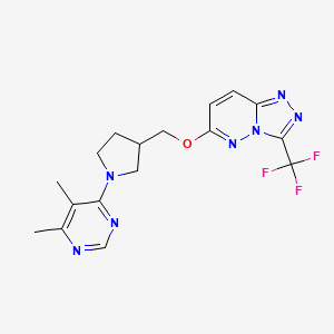 molecular formula C17H18F3N7O B12240863 4,5-Dimethyl-6-[3-({[3-(trifluoromethyl)-[1,2,4]triazolo[4,3-b]pyridazin-6-yl]oxy}methyl)pyrrolidin-1-yl]pyrimidine 