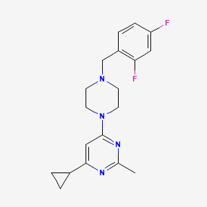 molecular formula C19H22F2N4 B12240909 4-Cyclopropyl-6-{4-[(2,4-difluorophenyl)methyl]piperazin-1-yl}-2-methylpyrimidine 