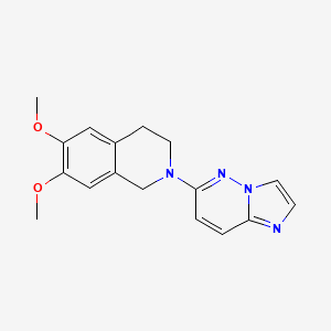 molecular formula C17H18N4O2 B12240956 2-{Imidazo[1,2-b]pyridazin-6-yl}-6,7-dimethoxy-1,2,3,4-tetrahydroisoquinoline 