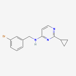 molecular formula C14H14BrN3 B12240979 N-[(3-bromophenyl)methyl]-2-cyclopropylpyrimidin-4-amine 